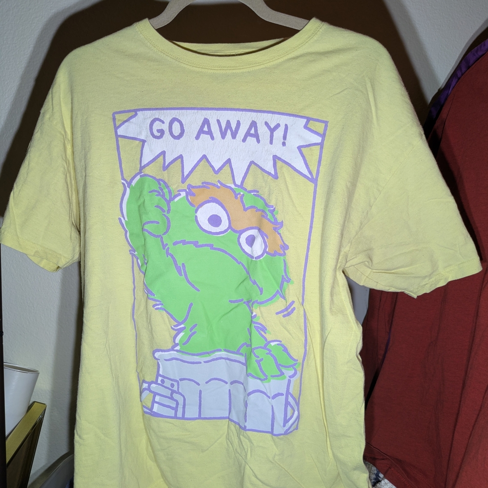 Sesame Street Yellow Tee with Green and Purple Graphic